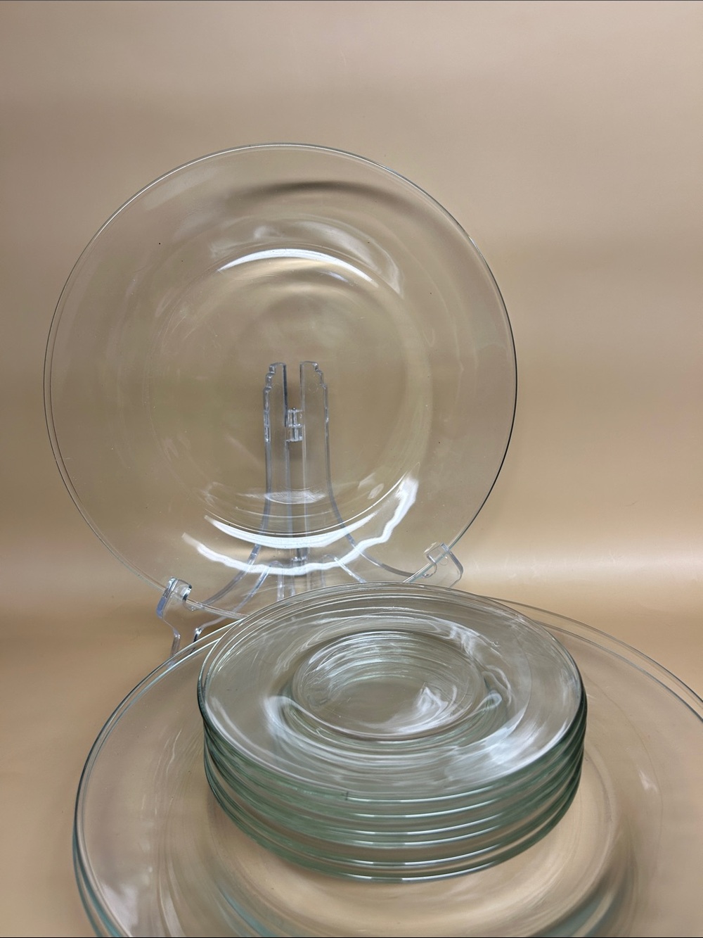 Clear Glass Dinner Plates set of 11 pcs
